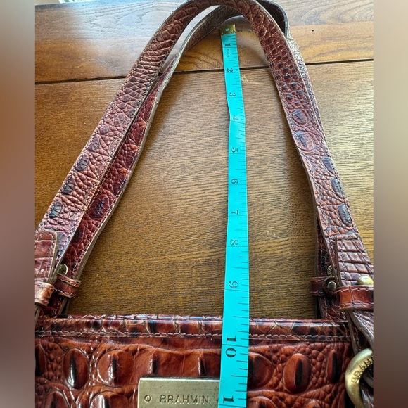 Brahmin Large Asher Tote/Shoulder Bag In Pecan Melbourne Croc Embossed Leather - Picture 15 of 16